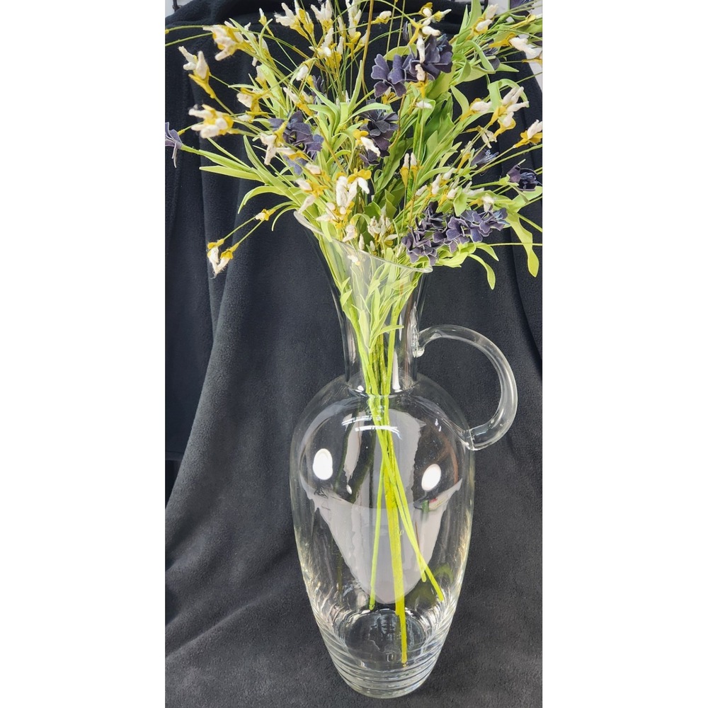 Vtg Godinger 22" Glass Floor Vase Hand Blown Slovenia Asymmetrical Slant Pitcher
